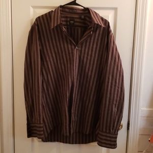 Hugo Boss Men's Dress Shirt XL Purple Brown